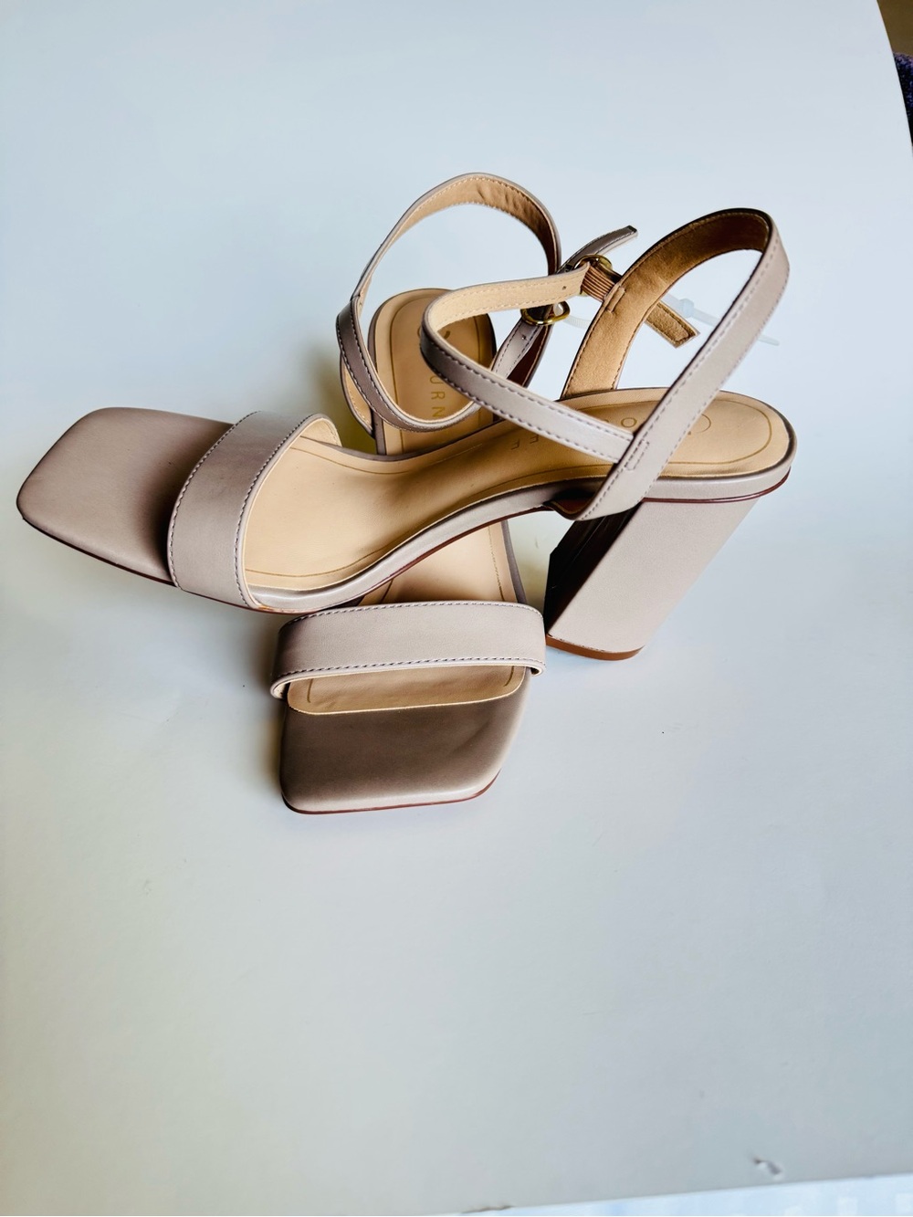 Journee Collection Nude Strappy Block Heel Sandals